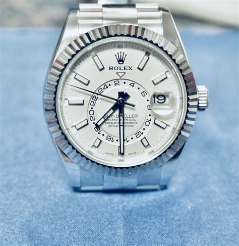 rolex sky dweller steel white face